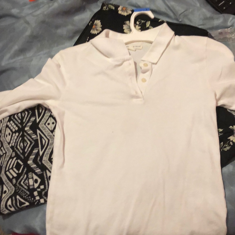 White long sleeve button up uniform shirt